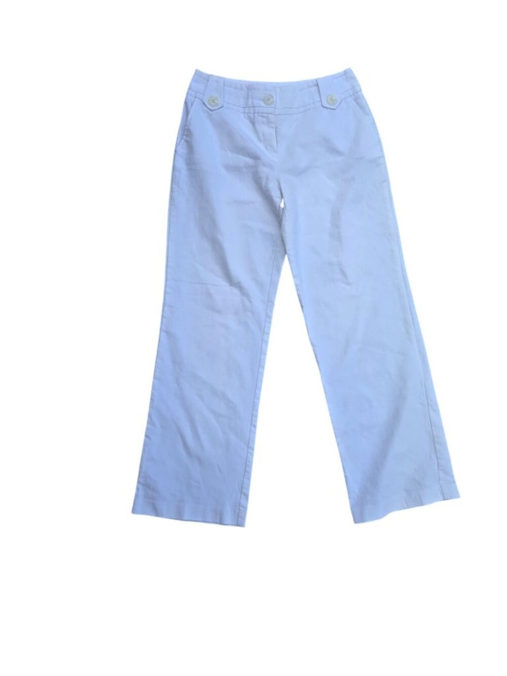 Cato Womens White Wide-Leg Pants Size 8 Button Accents Cotton Blend Casual